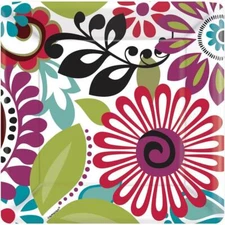 Modern Floral Bright Flower Mod Garden Theme Party 10" Square Banquet Plates