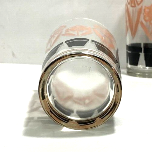 JUEGO DE 4 (U 8) VASOS DE BEBER MACETA ROSA Y NEGRA MEDIADOS DE SIGLO - Imagen 4 de 4