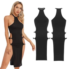 US Sexy Women's Sides Split Sleeveless Bodycon Adjustable Strappy High Cut Dress