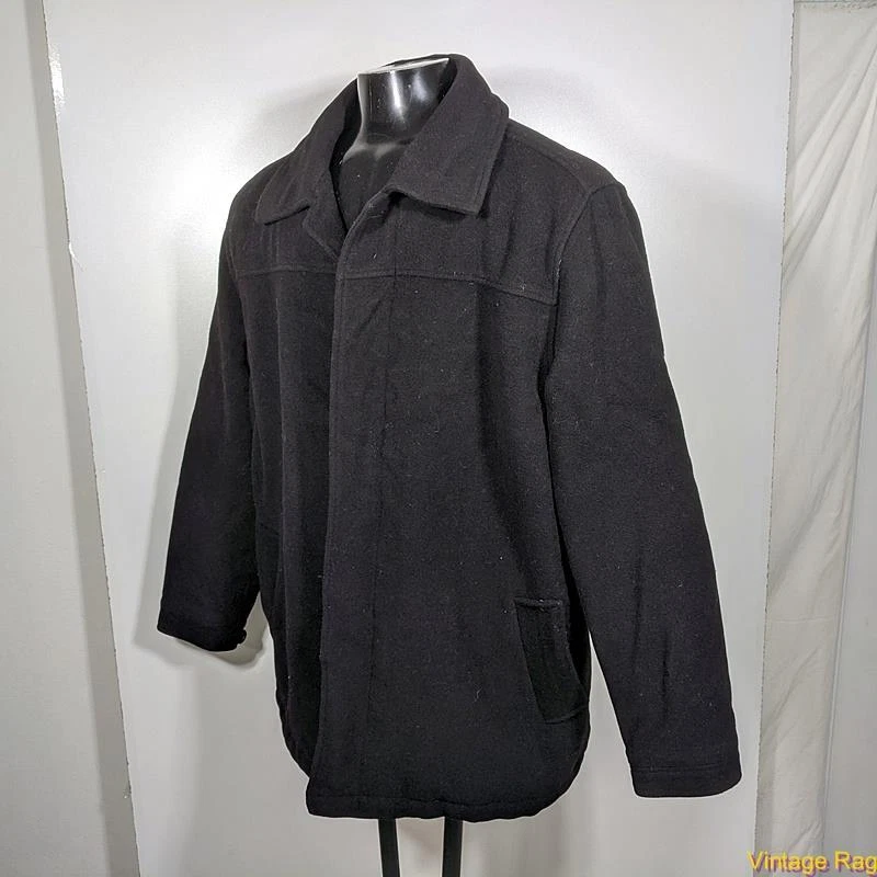 Abrigo Chaqueta Lana BKE Hombre Talla XL Negro Aislante Abotonado Foto 3 de 4