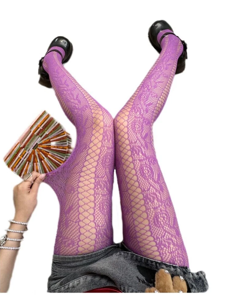 Medias de red rosa ahuecadas vintage francesas Y2k Foto 2 de 3