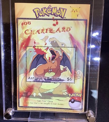 Charizard Stamp Sheet 2001. Unique Item, very rare. Licensed by Nintendo. Mint.