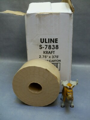 Water Activated Reinforced Kraft Tape 2.75'' x 375' S-7838 U-line Lot of 5 rolls