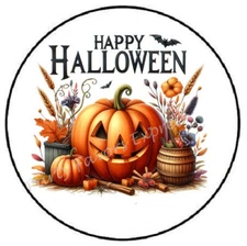 HAPPY HALLOWEEN PUMPKIN FLOWERS ENVELOPE SEALS LABELS STICKERS PARTY FAVORS