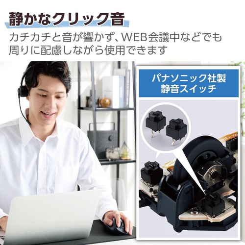 ELECOM Left Hand Wireless Ergonomic Mouse 2.4GHz with Mini USB Receiver Silent - Picture 4 of 7