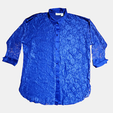 Victoria's Secret Lace Button Up Sleep Shirt Gold Label Satin Trim M/L Purple