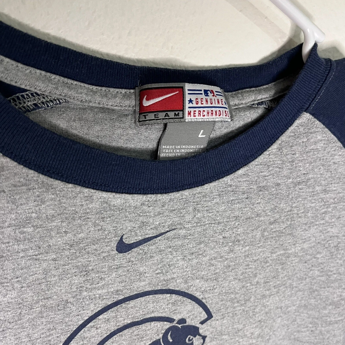Vintage Chicago Cubs Shirt Gray Nike Center Swoosh Sports Baseball