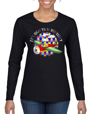 Its Okay to Be Different | Plane Autism Awarness Womens Long Sleeve T-Shirt