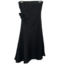 Banana Republic Sz 0 Women's 100% Silk Strapless Asymmetrical Black Dress