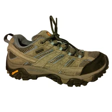Merrell Moab Shoes Women 7 Gray Blue Mesh Hiking Comfort Work Vibram Lace Up