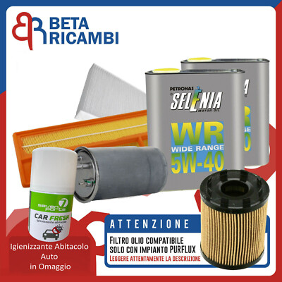 Kit Tagliando Grande Punto Alfa Mito 1.3 90CV 4 Olio Selenia 5W40 (IMP. PURFLUX
