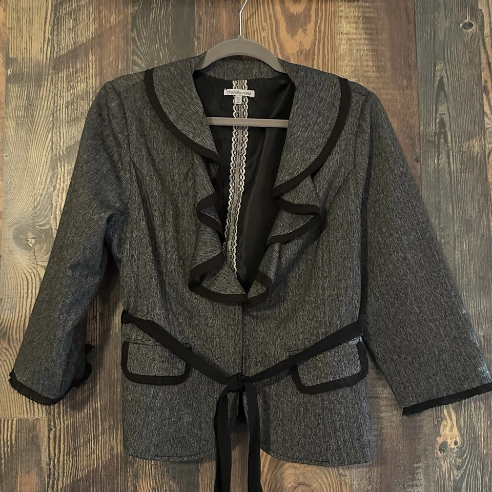 Charlotte Russe Women’s Black And Gray Women’s Blazer Jacket Size XL 3/4 Sleeve - Image 3 of 4