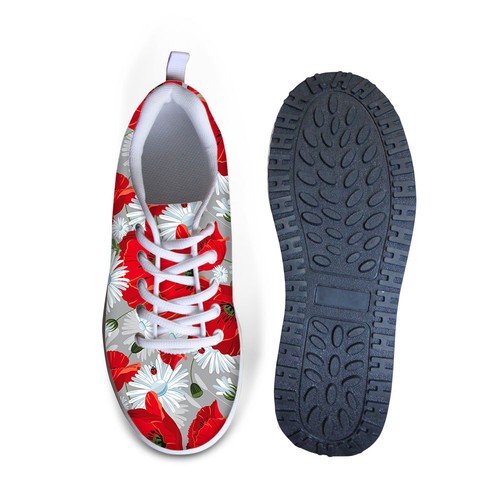 Schwarz Blumen Damen Keilabsatz Sneaker Toning Fitness Walking Swing Schuhe Plateau - Bild 13 von 32