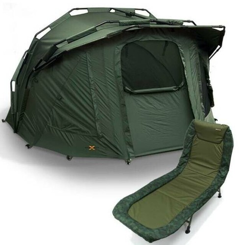 NGT BIVVY FORTRESS CARP FISHING TENT SHELTER WITH CAMO RECLINER BEDCHAIR