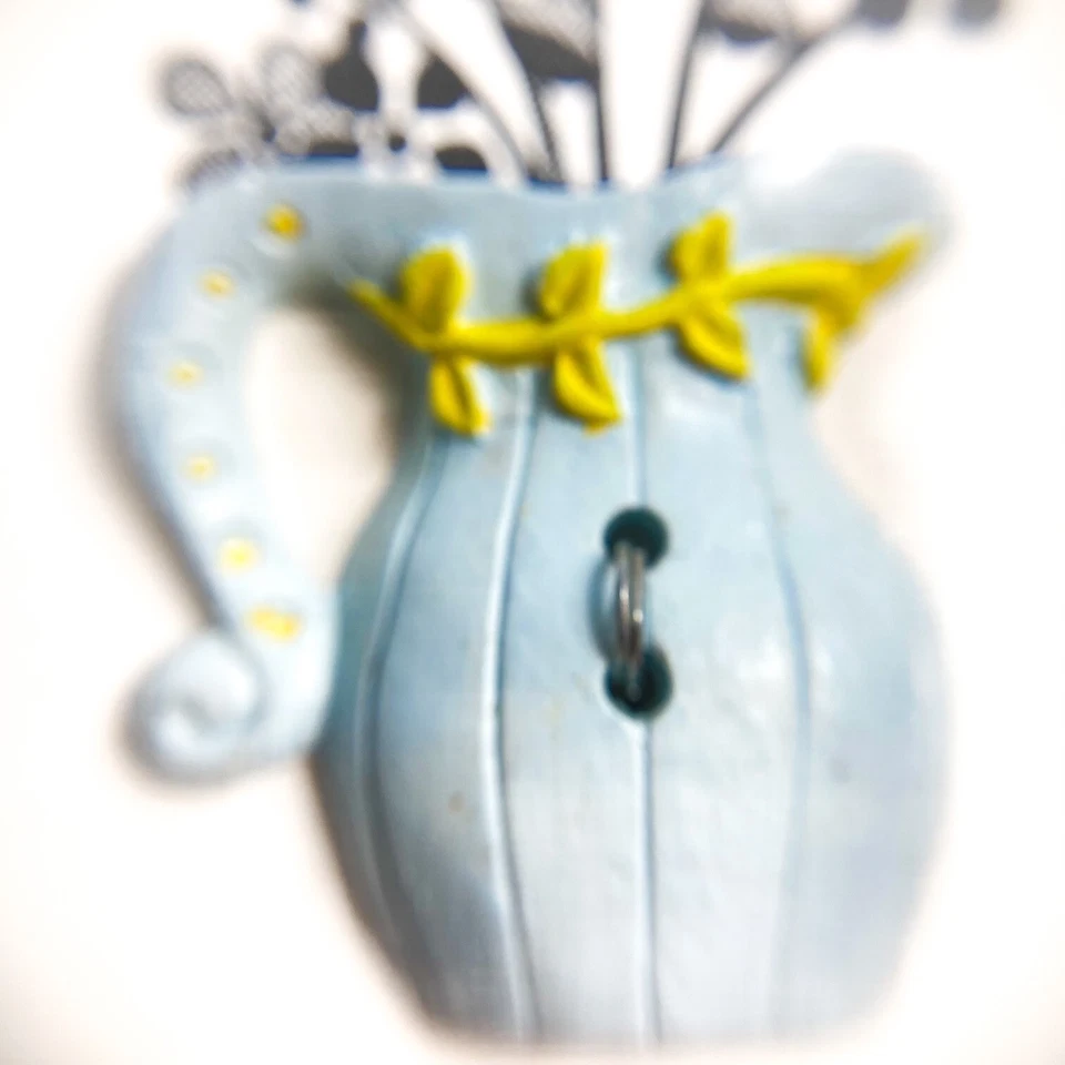 Set of Four Decorative Flower Pots Two Hole Plastic Collectible Buttons to craft - Image 3 of 4