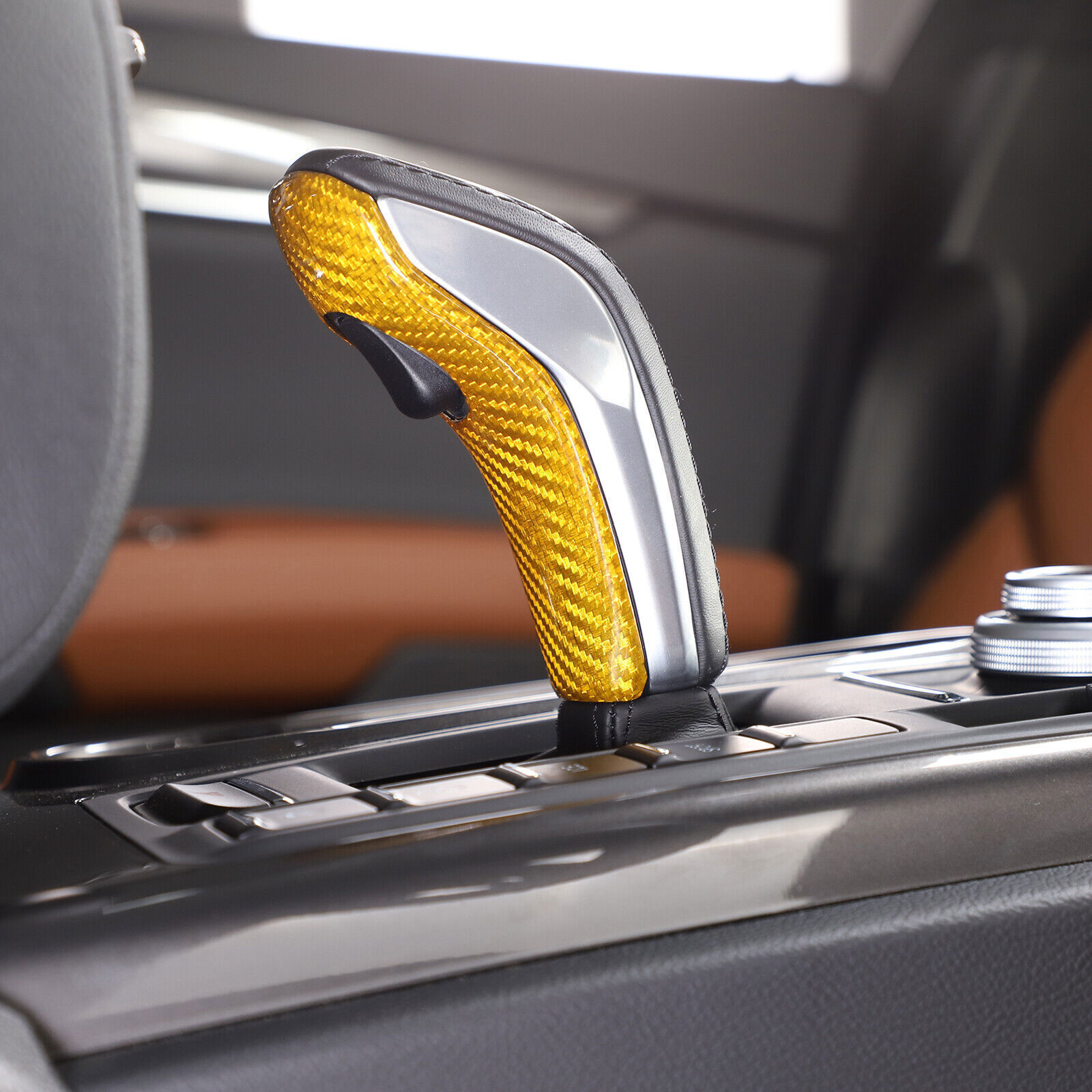 Maserati Ghibli Levante 19+ Yellow Carbon Fiber Shift Knob Cover