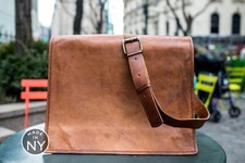 Borsa in pelle messenger tracolla per laptop marrone uomo 17'' vintage valige...