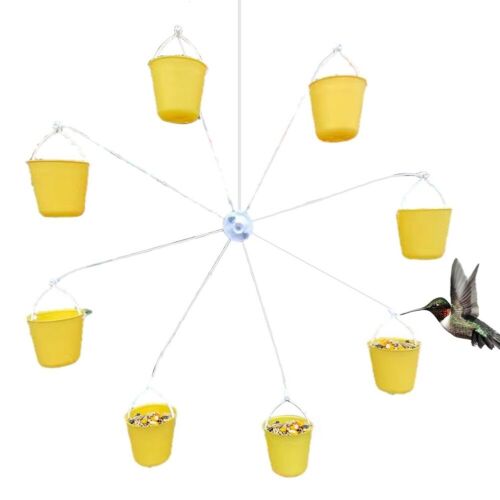 Nourriture pour oiseaux en plastique durable avec grande roue rotative et 8 mang - Photo 1/10
