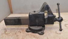 Antique tall  vise swivel head 4 1/2" jaw opens 12" collectible machinist tool