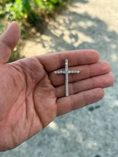 2.30 Ct Round Cut Diamond Cross Pendant Necklace 14K White Gold Lab Grown D VS