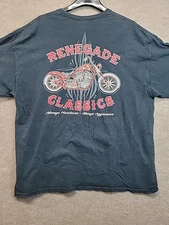VTG 00s Renegade Classic Motorcycles Biker Test Print T Shirt Adult Size 2XL 