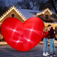 7ft Valentine's Day Inflatable Heart with LED Light Giant Red Heart Blow up Y...