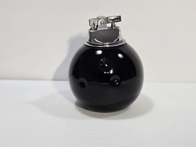 Vintage Bowling Ball Table Lighter Black Retro Desk Decor Man Cave Gift MCM