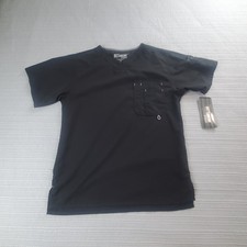 NWT Mens Scrub Top Black V-Neck Pocket Greys Anatomy by Barco 0187 Medium