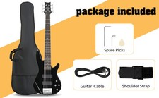 Glarry Electric Bass Guitar 22 Frets Full Size GIB 6 String H-H Pickup With Bag