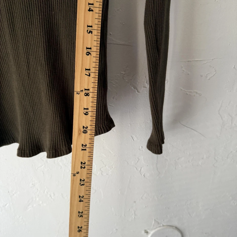 Sudadera con capucha pulóver acanalada para mujer grande verde con cordones cuello en V manga larga elástica Foto 4 de 4