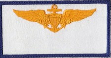 USN Pilot White Blue Nametag Wing Patch A-5