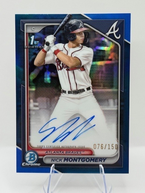 🔥 Nick Montgomery Rookie Blue Auto #/150 1st 2024 Bowman Chrome Braves RC SN SP
