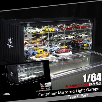 Diorama 1/64 Parkplatz Modell LED Lichit Container Garage Szene Display Case