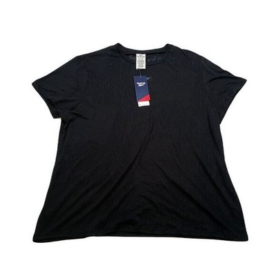 Reebok Plus Size Burnout Training T-Shirt Womens 2X Black Athletic NEW