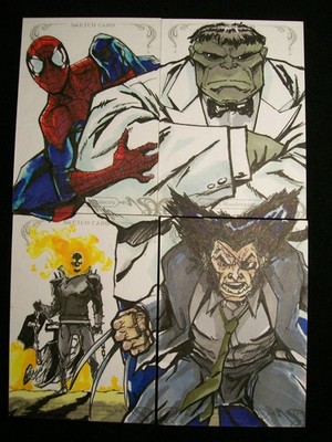 2018 Marvel Masterpieces 4-panel Artist Sketch card puzzles (X2) 1/1