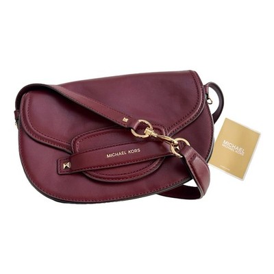 $358 Michael Kors Cary Crossbody Saddle Bag Shoulder Purse Oxblood