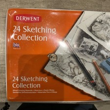 Derwent, 24 Sketching Collection, mixed drawing materials, brand new, sealed tin