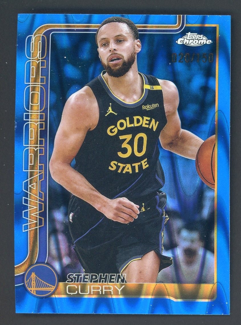 2025 Topps Chrome Blue Raywave Refractor #201 Stephen Curry Warriors 20/150