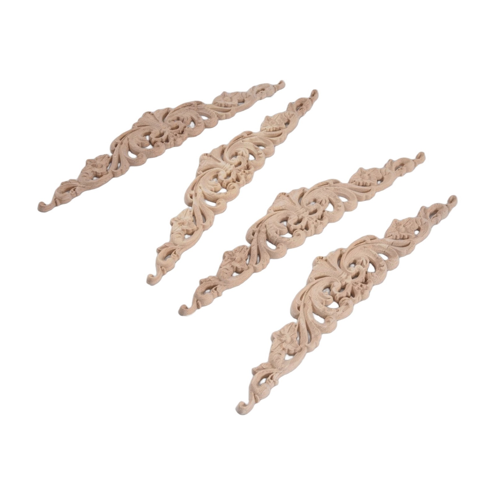 4Pcs Wood Carving Decal Wood  Furniture Appliques Corner Onlay Applique6368