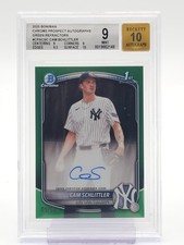 CAM SCHLITTLER 2025 BOWMAN CHROME GREEN REFRACTOR 1ST AUTO /99 BGS 9 Q4920