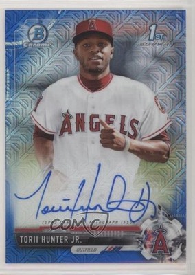2017 Bowman Chrome Prospect Blue Mojo Refractor 53/150 Torii Hunter Jr Auto 00ah