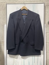 Vintage 80s Christian Dior Monsieur Blazer Navy Double Breasted