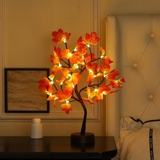 Artificial Fall Lighted Maple Tree 24 LED Thanksgiving Decorations Battery/US...