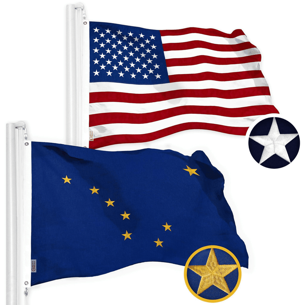 USA & Alaska Flag Combo Pack - 2x3 Ft Each