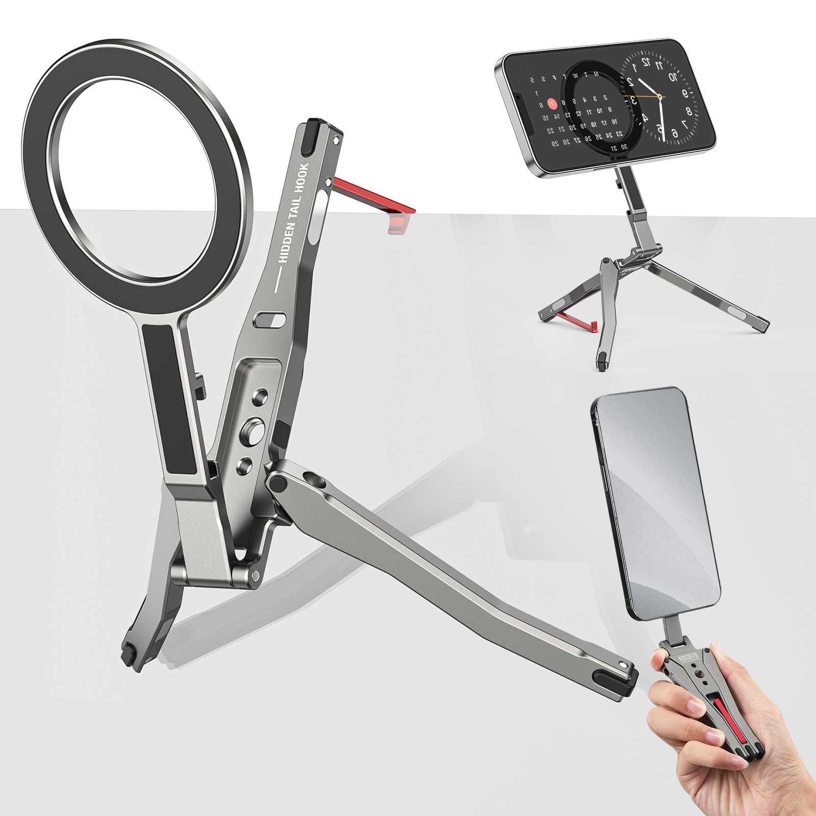 Magnetic Pocket Phone Tripod Mount Foldable w/ Hook Magsafe 