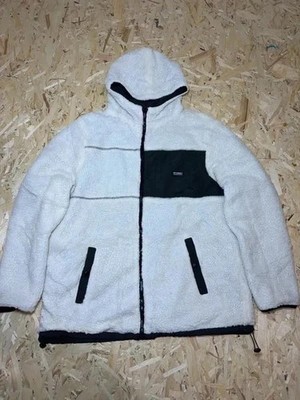 Stussy Sherpa Reversible Jacket White Black Mens Size L Nylon Polyester