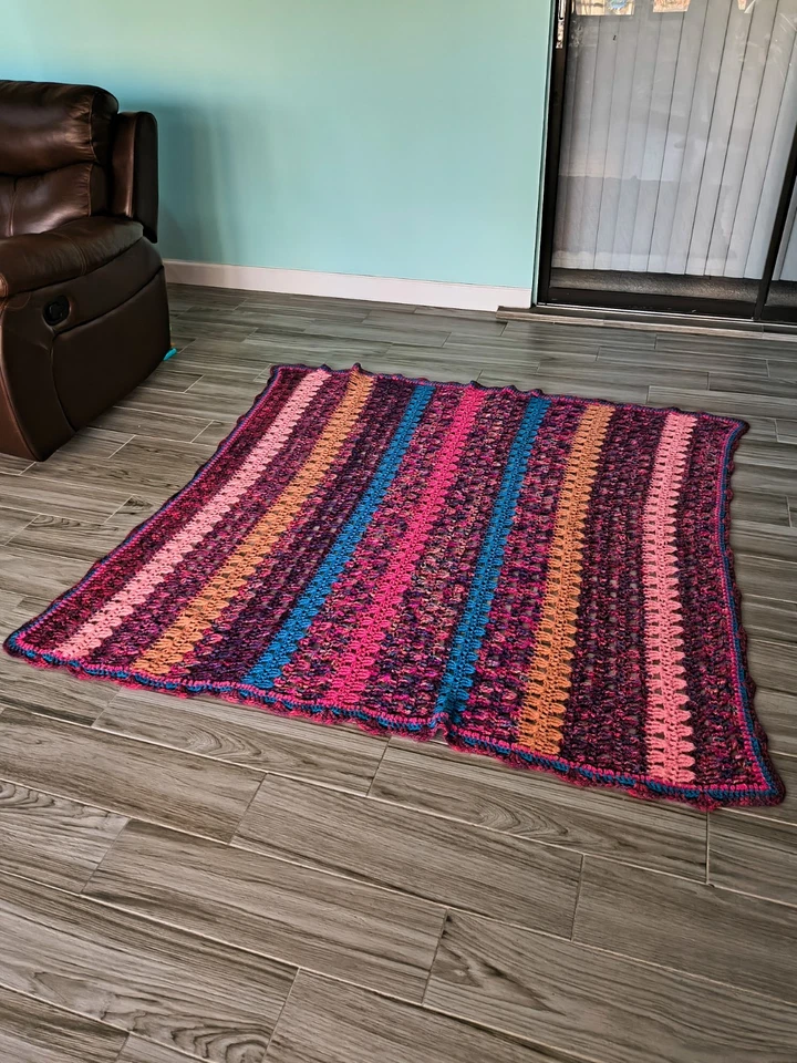 Cobertor afegão feito à mão fio multicolorido aberto robusto malha retangular 76 x 66 pol. - Imagem 4 de 4