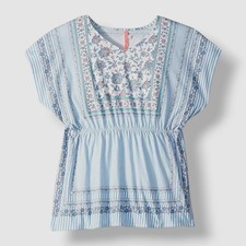 Seafolly Kid's Girl's Blue Floral Striped Pop Palace Cover-Up Swimwear Size OS