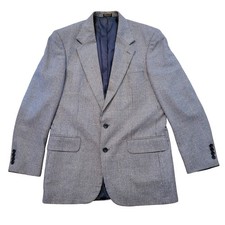 Oscar de la Renta 40L Blazer Silk Wool Tweed Micro Check Sport Coat Jacket
