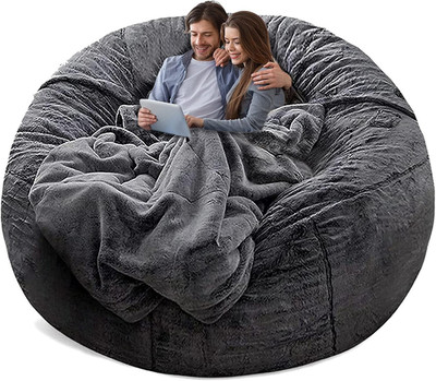 （No Filler Bean Bag Chair Cover without Filler,Big round Soft Fluffy PV Velvet W